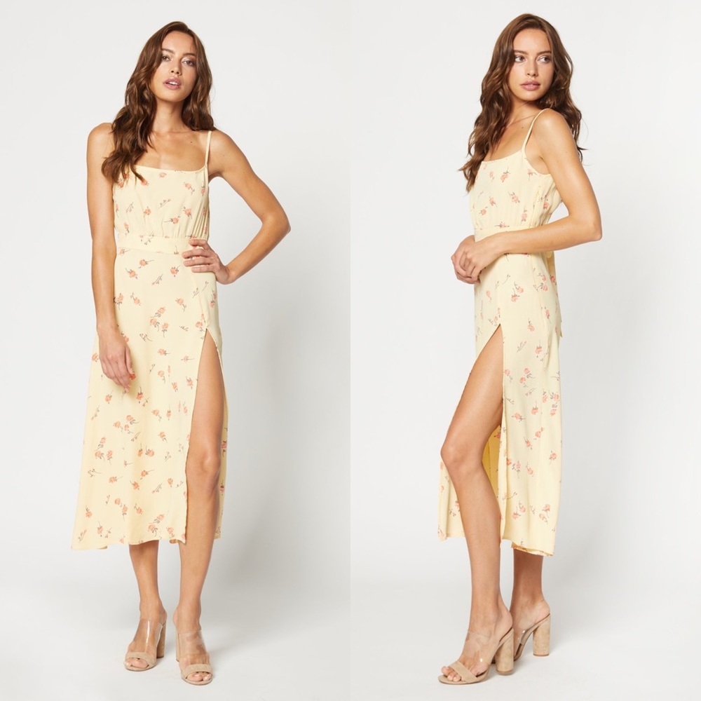 FLYNN SKYE HAZEL MIDI DRESS PALE YELLOW- S